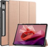 Tri-Fold Book Case met Wake/Sleep - Geschikt voor Lenovo Tab P12 Hoesje - Rose Gold