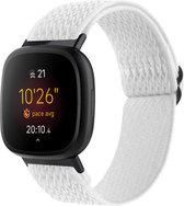 By Qubix geschikt voor Fitbit Versa 3 - Fitbit Versa 4 - Fitbit Sense 1 - Fitbit Sense 2 Nylon loop bandje - Wit Smartwatchbandje bandje Armband Polsband Strap Band Watchband
