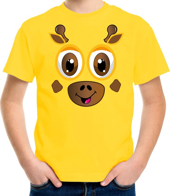 Bellatio Decorations animaux habiller t-shirt enfants - visage de girafe - vêtements de carnaval - jaune 116/134