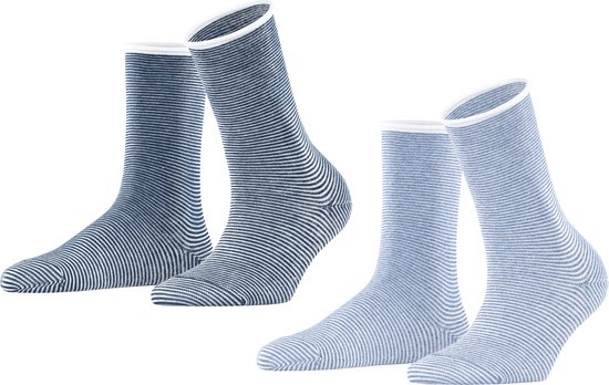 Esprit Allover Stripe 2-Pack duurzaam gestreept organisch katoen multipack sokken dames veelkleurig - Maat 35-38