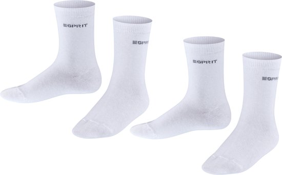 Esprit Foot Logo 2-Pack multipack de chaussettes pour enfants en coton biologique durable filles garçons blanc - Taille 27-30