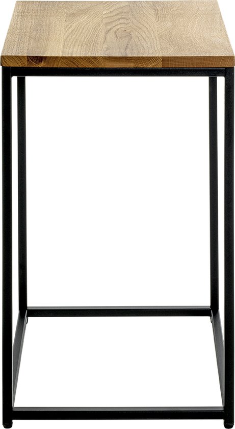 HOMCOM bijzettafelset - set van 3 - met stalen frame - rustiek bruin