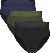 Comfortabel & Zijdezacht Bamboo Basics James - Bamboe Slips (Multipack 3 stuks) Heren - Onderbroek - Ondergoed - Navy, Army & Zwart - M