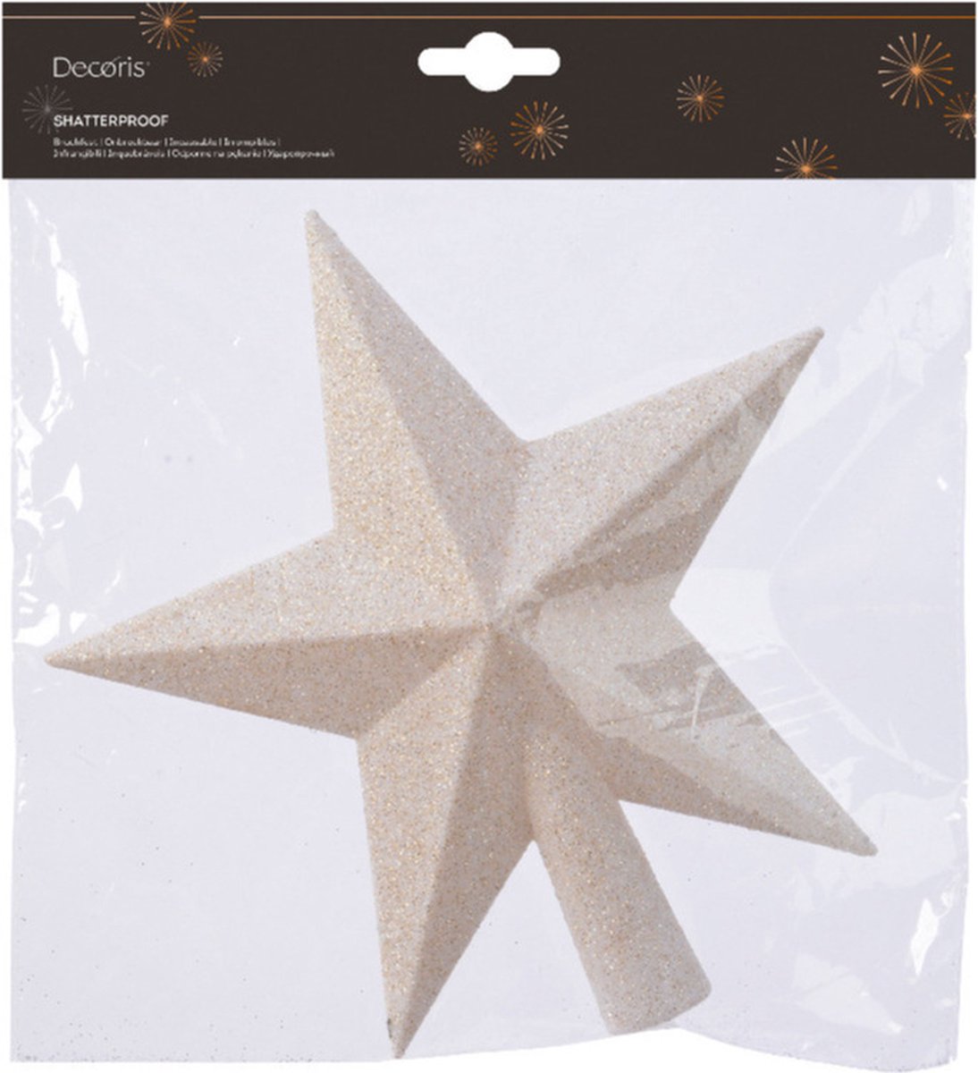 Decoris kerstboom piek - ster vorm - wol wit - glitter - 19 cm - kunststof - kerstpiek – foto 2