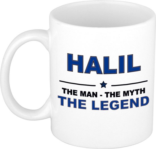 Bellatio Decorations naam cadeau mok - Halil - man myth legend - koffiemok - 300 ml - collega - vaderdag
