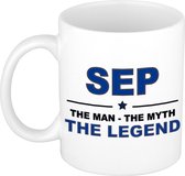 Nom du cadeau Sep - L'homme, le mythe la légende tasse à café / tasse 300 ml - nom / noms tasses - Cadeau pour anniversaire / fête des pères / retraite / succès / merci