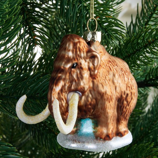 BRUBAKER Boule de Noël en Verres Peinte à la Main - Motif Amusant - Décoration de Sapin de Noël Soufflée à la Main Figurines Pendentif Deco Drôle - Boule de Sapin Noël de Noël Décoration de Noël - Mammoet