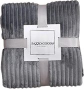 Pazzo Goods - Plaid Ribbel - Grijs - 150 x 200 cm - Fleece - Deken voor op de bank
