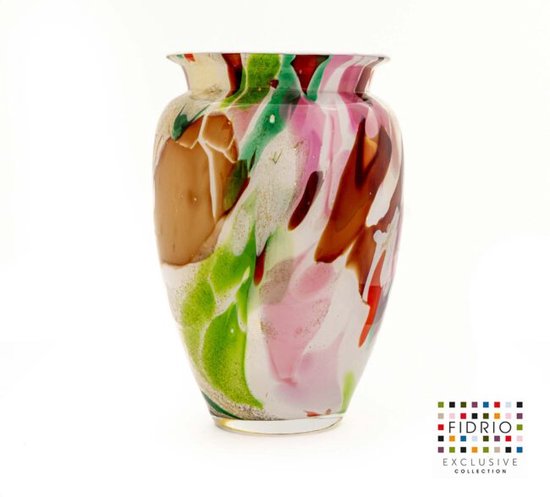 Design Vaas Brindisi - Fidrio MIXED COLOURS - glas, mondgeblazen bloemenvaas - hoogte 35 cm
