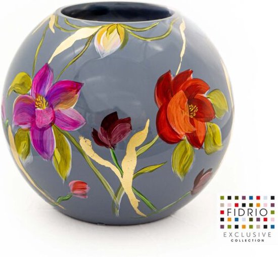 Design Vaas Melody - Fidrio HANDPAINTED - glas, mondgeblazen bloemenvaas - diameter 25 cm