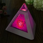 CHPN - Wekker - Klok - Piramide Klok - LED Verlichting - Digitale Wekker - Thermometer - Kalender - Staande Klok - Wekker