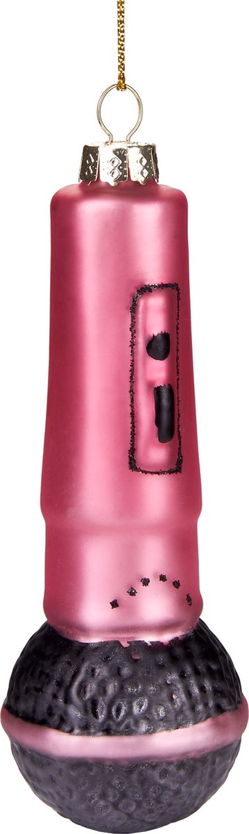 BRUBAKER Microfoon Rood - Handgeschilderde Glazen Kerstbal - Handgeblazen Kerstversiering - Grappige Kersthanger - Kerstboom Decoratie - 12 cm
