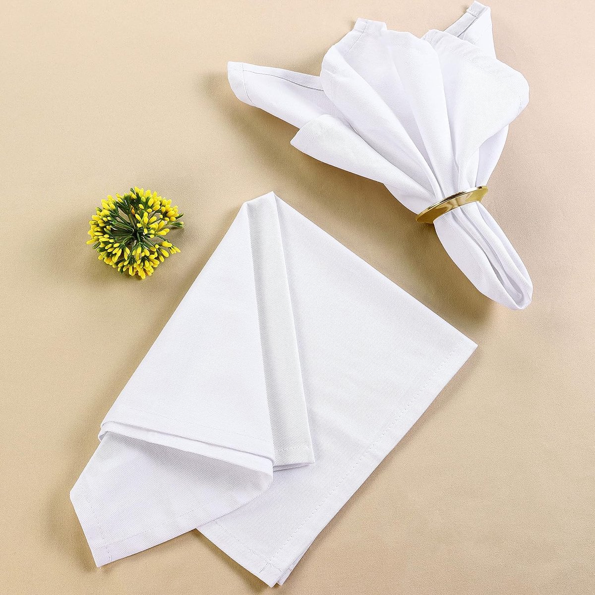 Kitchen Doek Servetten [12 Pak, Wit] 46x46 cm Katoen Blend Wasbaar en Herbruikbaar Tafel Diner Servetten voor Hotel, Lunch, Restaurant, Bruiloften, Evenement en Partijen