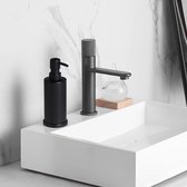 Vloeibare zeepdispenser Vrijstaand aluminium 250 ml roestvrij voor badkamer keuken (zwart)