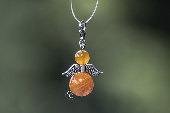 Beschermengel Oranje Agaat ( halfedelsteen ) , Chakra engel , Geluksengel , Silverwing . ( Meerdere varianten beschikbaar !!! )