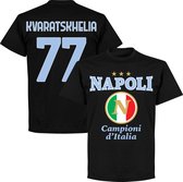 Napoli Campioni 2023 Kvaratskhelia 77 T-Shrit - Zwart - 4XL