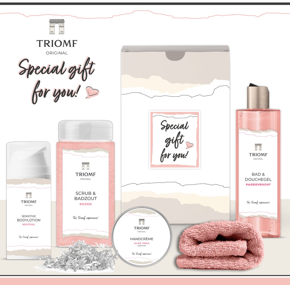 Goedkoopste Geschenkset “Special Gift For You!” - 5 producten - 1100 gram - Giftset voor haar - Speciaal voor jou - Luxe wellness cadeaubox Moederdag- Cadeau vrouw - Set Valentijnsdag - Geschenk verjaardag - Cadeaupakket Kerst - Vriendin Zus Moeder - Zalmroze