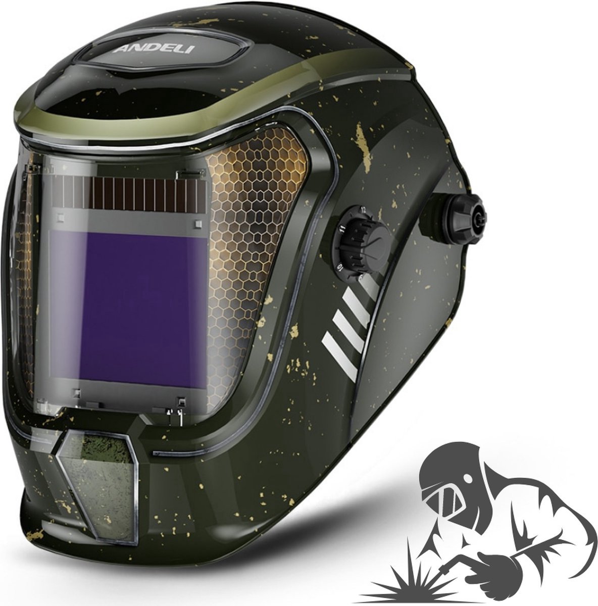 CCLIFE Folding True Color Automatic Welding Helmet 92×42mm Solar Adjustable Clamshell Welding Mask 2 Sensors Large Field Of View Optical Class 1/1/2/2 UV/IR Protection DIN16