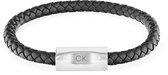 Calvin Klein CJ35000571 Heren Armband - Sieraad - Leer - Zwart - 10 mm breed - 19.5 cm lang