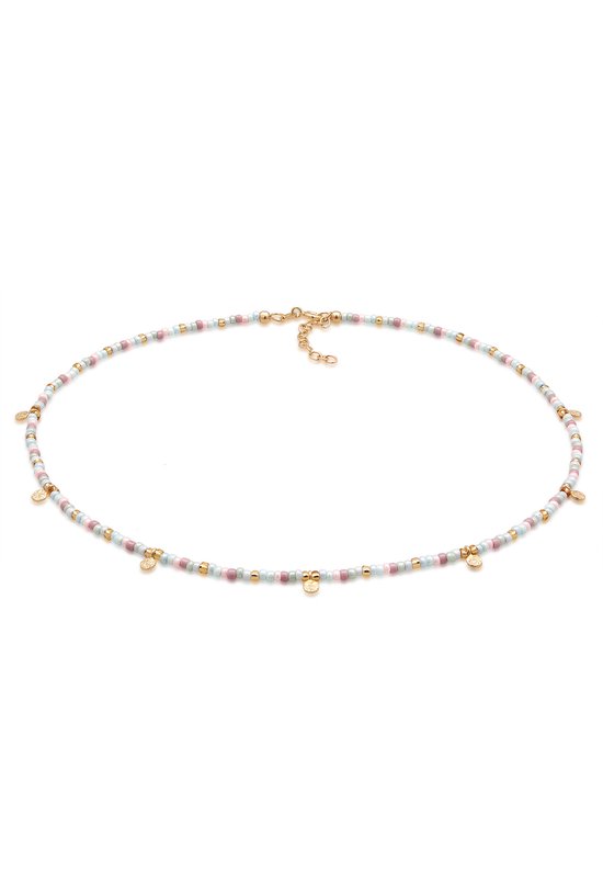 Elli Collana Girocollo Con Cristalli A Mezzaluna In Argento 925, Gioiello Donna Placcato Oro