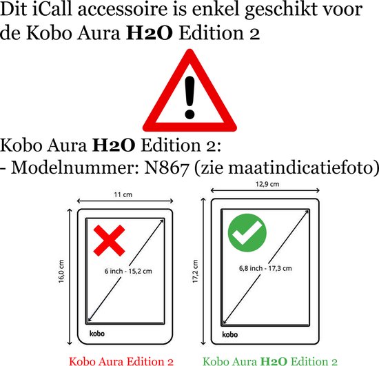 Kobo Aura H2O Edition 2 Cover - Book Case Premium Sleep Cover Housse en  Cuir avec... | bol