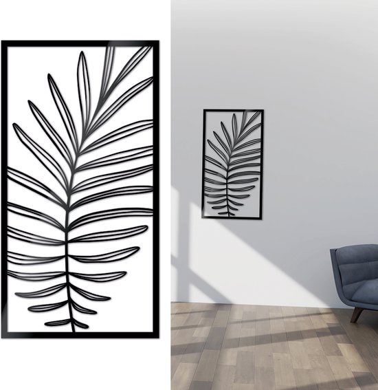 DEKODU TAIM 2 Large - Wanddecoratie - Zwart - Acrylaat art - Line art - Wall art - Bohemian - Modern - Botanical - Plant - Wandborden - Woonkamer - natuur - kado - Kunst - Abstract - geschenk - 80x42 cm