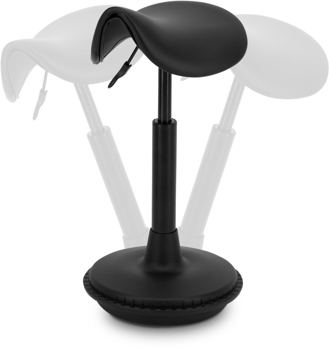 Wobblez® Zadelkruk - Ergonomische Bureaustoel voor Bureaus met een hoogte 60-80 cm - Wiebelkruk in hoogte verstelbaar van 43-63 cm - Zwarte zadelkruk met Zwarte zitting