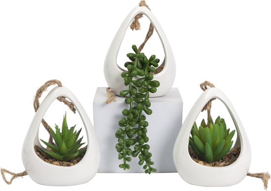 GreenDream® Plantes artificielles - 3 pièces Plantes suspendues dans un cintre - Plante artificielle - Astuce cadeau - Wit