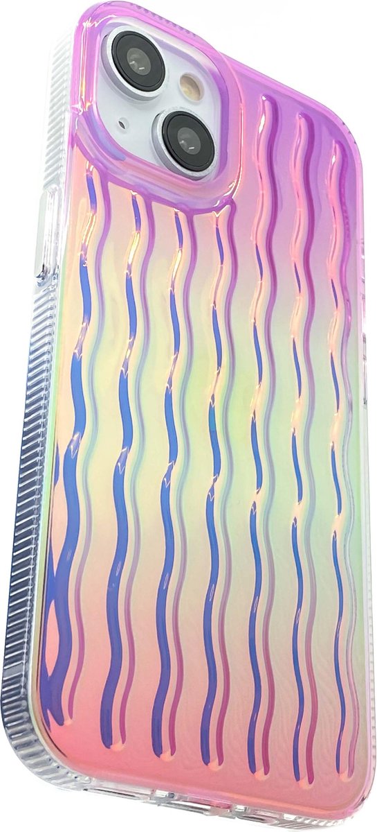 REBUS - Hoesje voor iPhone 14 Plus (6,7 inch), Season Vibes [polycarbonaat], glinsterend kuikenontwerp met golven, schokbestendig hoesje (Spring)