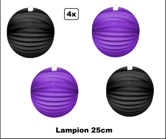 5x Paarse Nylon Lampion – 25 Cm, Waterdicht, Voor Buiten, Tuin En Feestjes