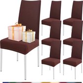 Stoelhoezen, set van 6 stretch stoelhoezen voor eetkamerstoelen, elastisch, moderne universele stoelhoezen voor restaurant, hotel, banket, feest, decoratie (donkerbruin, set van 6)