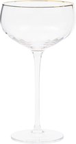 Riviera Maison Champagneglas, Bewerktglas, Cava wijnglas - Les Saisies, Gouden rand 300 ml