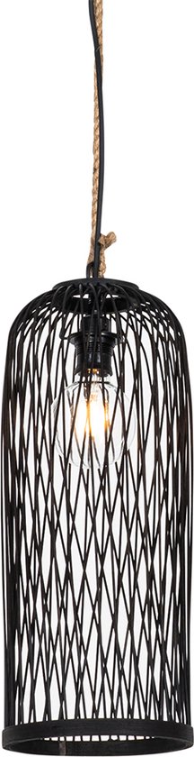 QAZQA calamus - Lampe à suspension country pour extérieur - 1 lumière - Ø 25 cm - Zwart - Éclairage extérieur