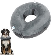 Nobleza Beschermkraag voor hond - Beschermkraag zacht hond - Opblaasbaar - Zachte hondenkraag - Donut - Grijs - Omtrek nek 62 cm +