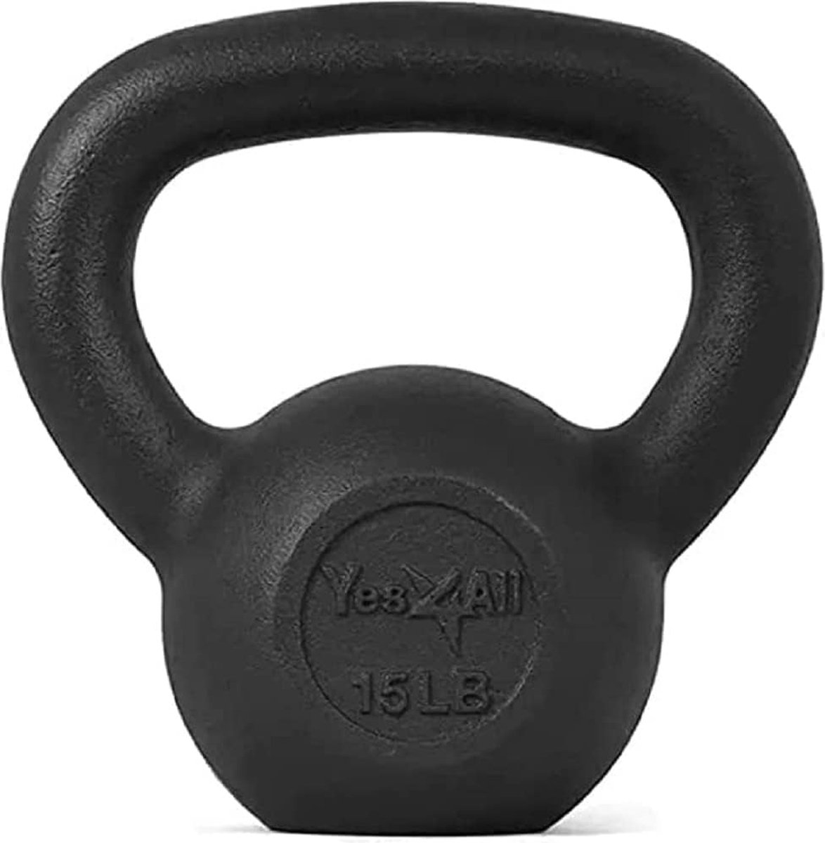 Kettlebell-gewichtenset van massief gietijzer, ideaal voor totale lichaamstraining en krachttraining, Kettlebell 6,8 kg, C. Zwart-6,8 kg