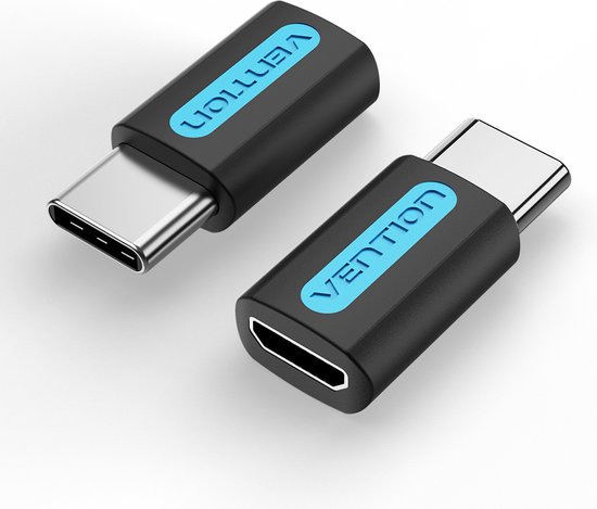 Vention USB C Male naar Micro USB B Female Adapter, USB C, Micro USB B, Zwart
