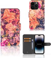 Flipcase Geschikt voor iPhone 15 Pro Telefoon Hoesje Cadeau voor Moeder Bosje Bloemen