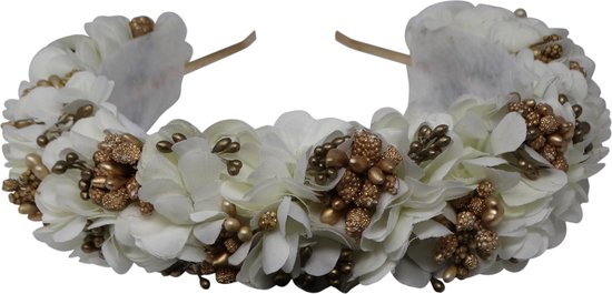Jessidress® Haarbloemen Dames Hoofdband Luxe Haar diadeem met bloemen Haarband Bruids - Wit