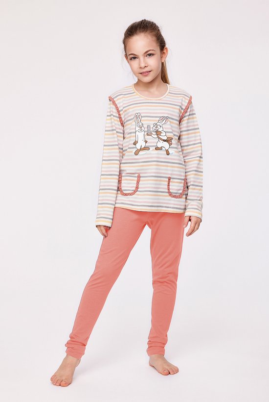 Woody - Meisjes-Dames Pyjama, multicolor streep