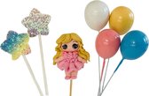 Luna Balunas Roze Kawaii Pop Taarttopper Meisje - Cake Decoratie Feestartikel Barbie Fan Taart decoartie