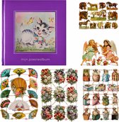 Album de poésie - 16x16 - S2 - Violet - Chat avec papillons - avec 5 feuilles d'images de poésie