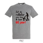 60 jaar verjaardag - T-shirt Zet de rollator maar klaar ik ben 60 jaar! - Maat S - Sport Grey Melange - 60 jaar verjaardag - verjaardag shirt