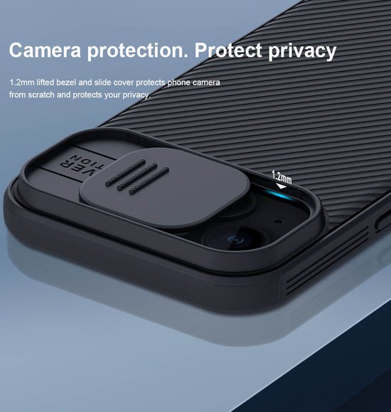 Nillkin CamShield Case pour Apple iPhone 15 - Coque arrière avec curseur d'appareil photo Zwart