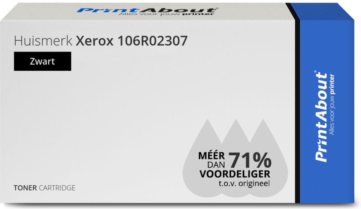 PrintAbout huismerk Toner 106R02307 Zwart geschikt voor Xerox