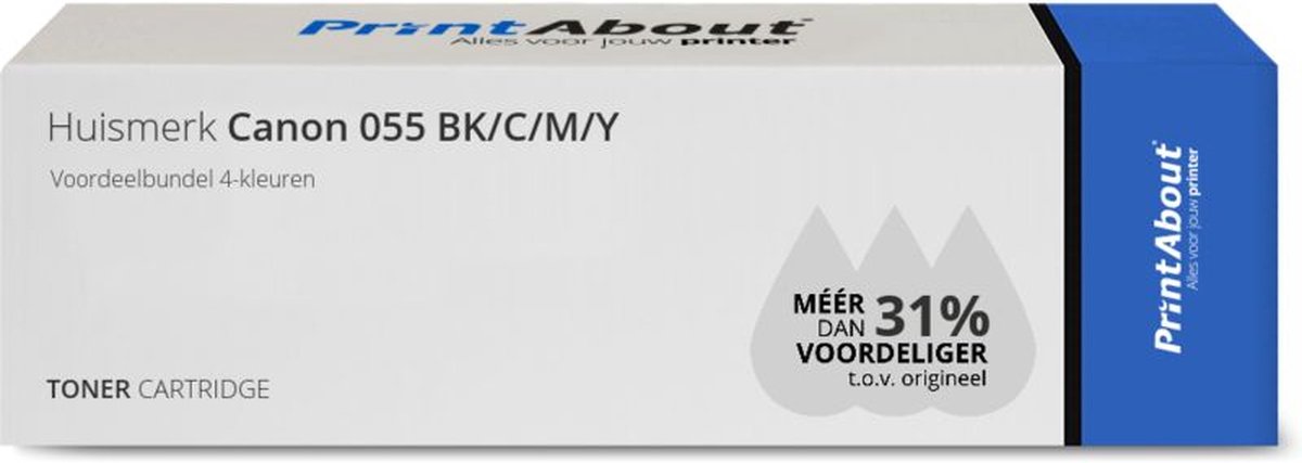 PrintAbout huismerk Toner 055 BK/C/M/Y 4-kleuren Multipack geschikt voor Canon