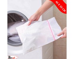 Borvat® | Waszakje | Wasnetje | Waszak groot | 40 x 50 cm | Waszakken | Waszak met rits | Waszak lingerie | lingerie | sokken | wit