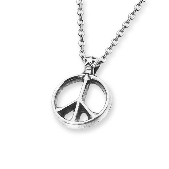 Amanto Ketting Almar - 316L Staal PVD - Peace - 33x25mm - 60cm