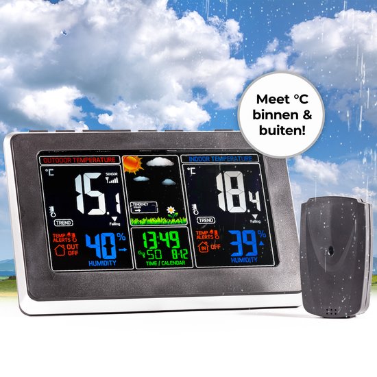 Horloge météo numérique sans fil avec calendrier de mesure d'humidité de la