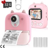 Kindercamera met 2,4 inch Scherm - Inclusief 32 GB SD-kaart en Printpapier - 12 MP/1080P HD Camcorder Digitale Camera voor Kinderen - Geschenken voor 3-12 jaar oud