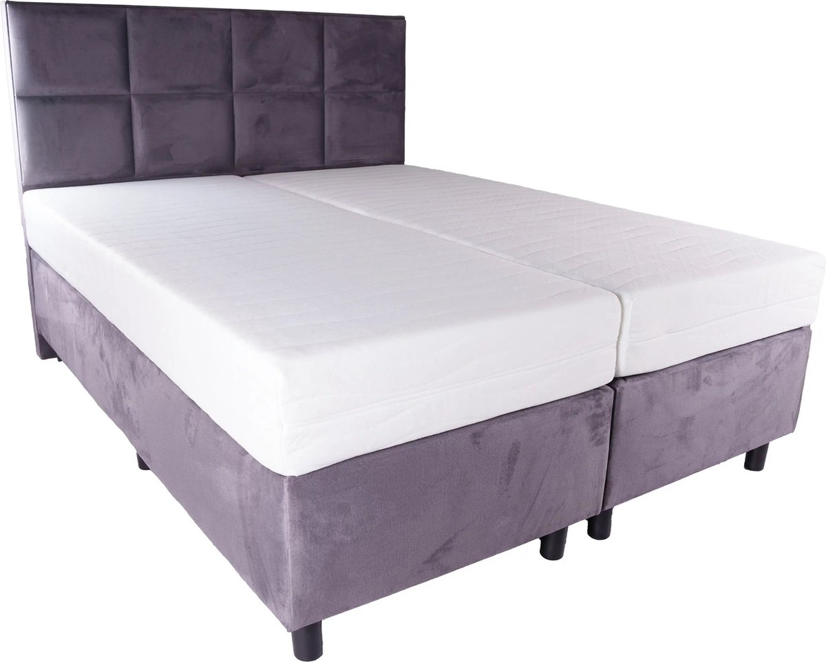 Lion Velvet Boxspring 160x200 Velvet Grijs 2 Enkele Matrassen